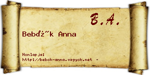 Bebők Anna névjegykártya