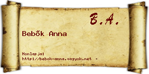Bebők Anna névjegykártya