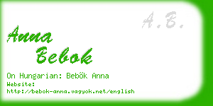 anna bebok business card