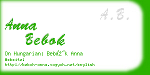 anna bebok business card